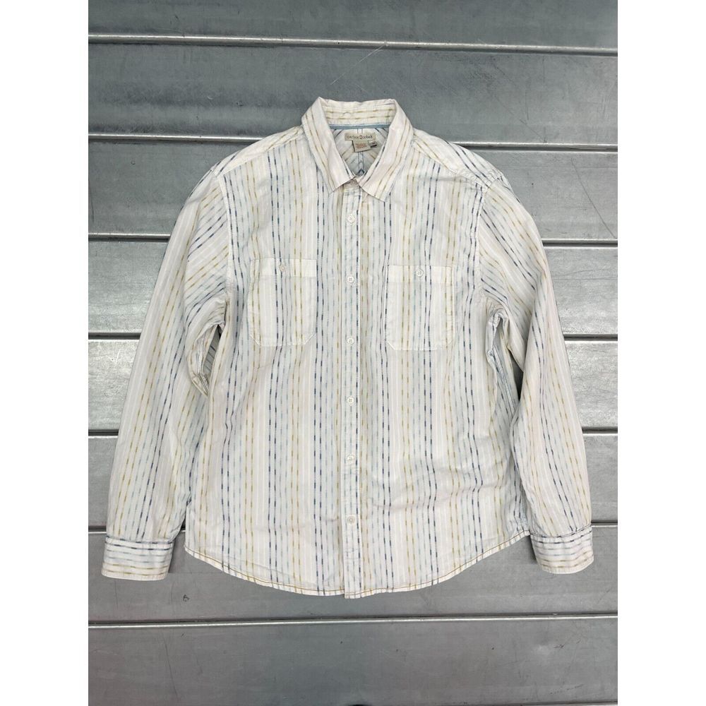 Carbon 2 Cobalt Button Up Shirt Mens Medium White Blue Stripes Long Sleeve‎